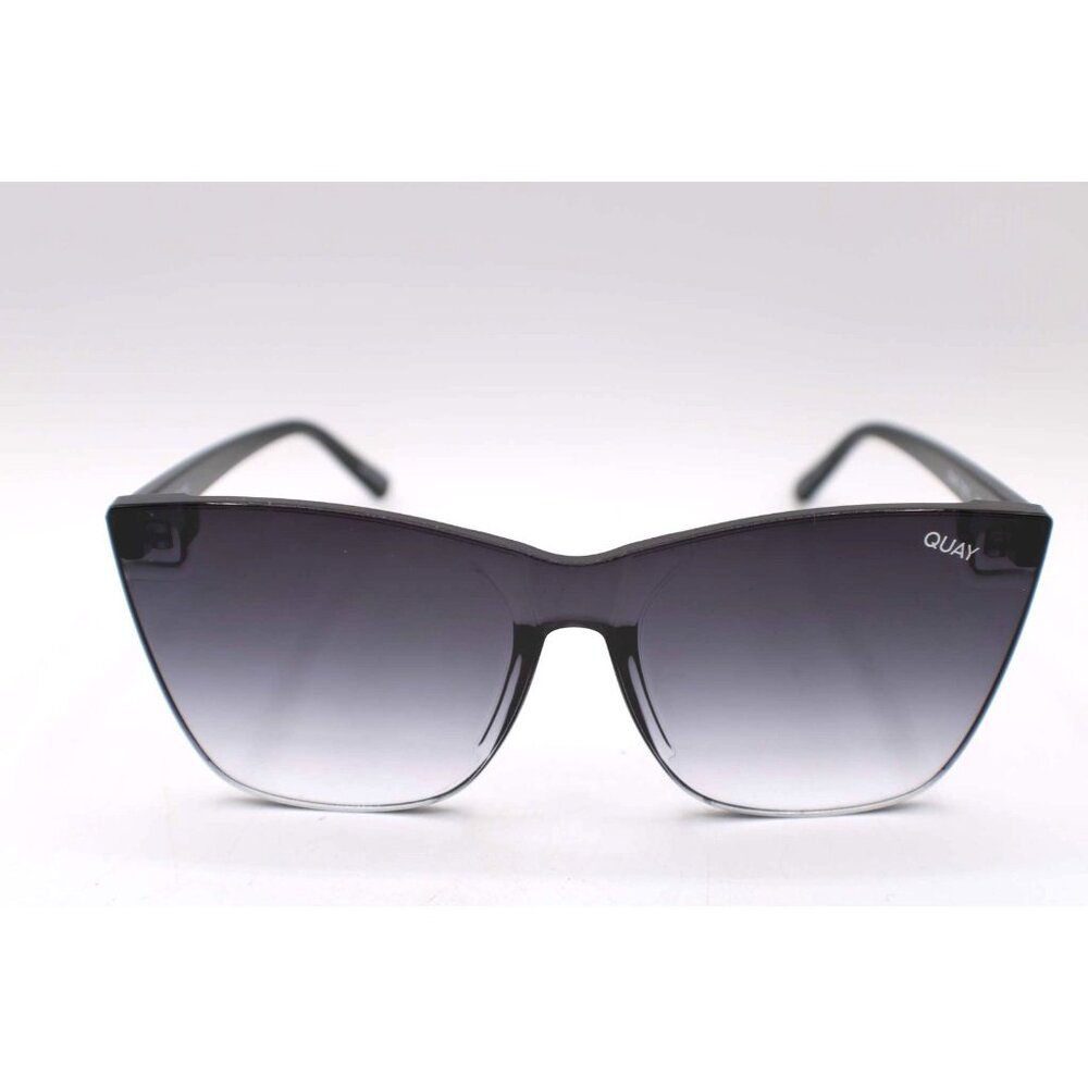 QUAY Australia COME THRU Oversized Cat Eye Sunglasses Gradient Fade Lens Black